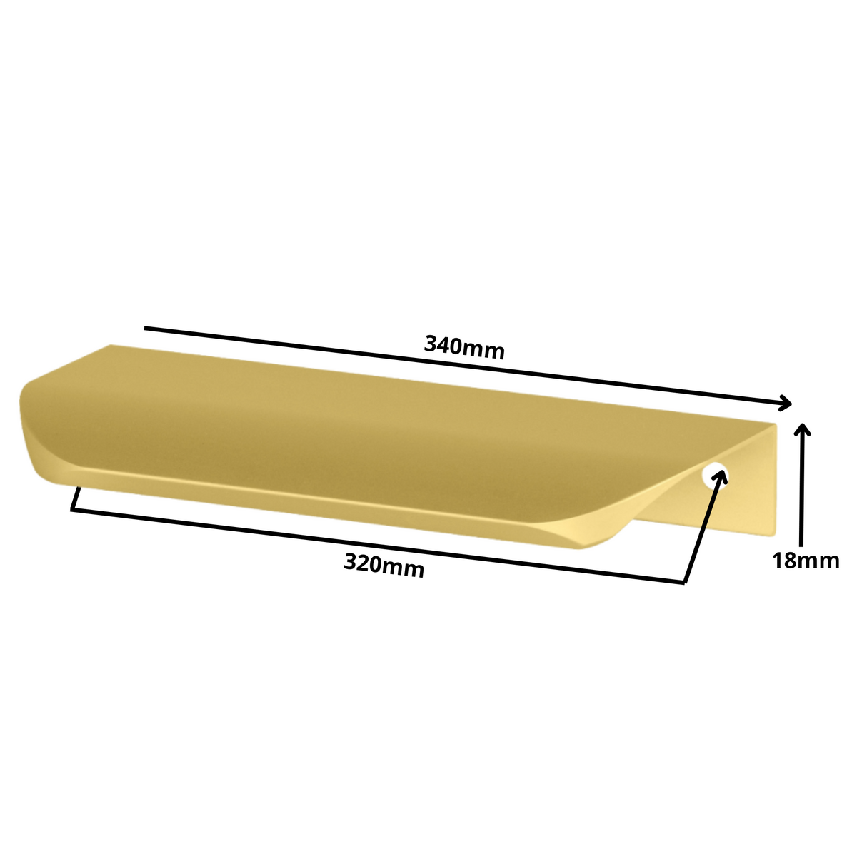 Hranový úchytný profil UA02 320 mm (celková dĺžka 340 mm) - zlatá