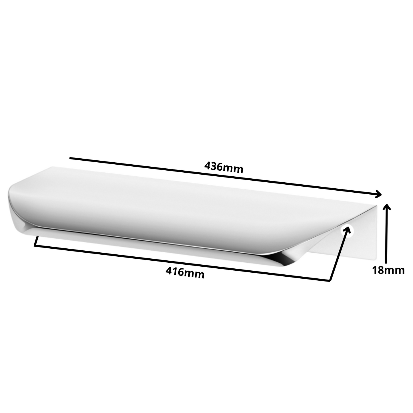 Hranový úchytný profil UA02 416 mm (celková dĺžka 436 mm) - elektrolyticky leštená