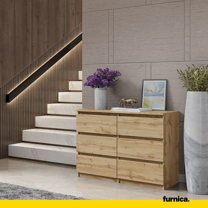 GABRIEL - Komoda s 6 zásuvkami - Skrinka na oblečenie do spálne - úložný kabinet - Wotan dub H71cm Š100cm H33cm (3) – Furnica