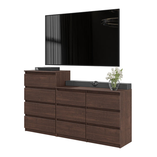 GABRIEL - Komoda s 10 zásuvkami (6+4) - Skrinka na oblečenie do spálne - úložný kabinet - Wenge - V92/70cm Š160cm H33cm