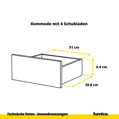 GABRIEL - Komoda s 14 zásuvkami (4+6+4) - Skrinka na oblečenie do spálne - Biela matná / Antracit - V92/70cm Š220cm H33cm (8)