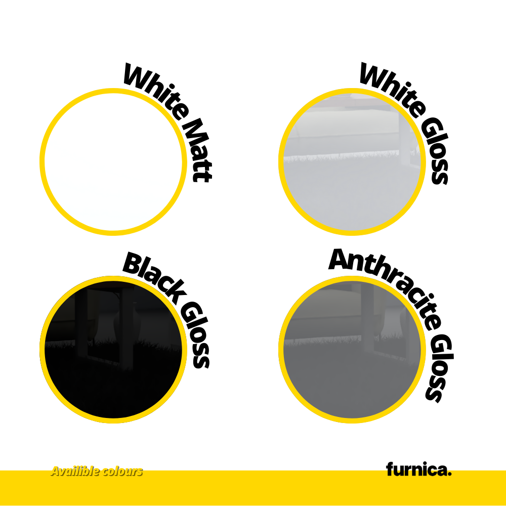 NICOLE - TV stolík s širokými dverami H38cm W140cm D35cm - biely / antracitový lesk