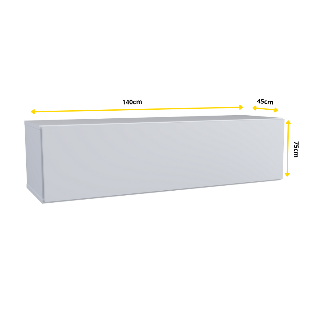 NICOLE - TV stolík s širokými dverami H38cm W140cm D35cm - biela matná