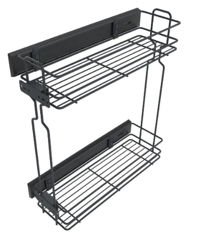 Bočné drôtené koše s tlmeným zatváraním do skrinky 30 cm - 2 police - antracitová