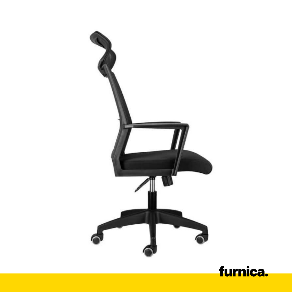 FABIO II - Kancelárska stolička pokrytá vysokokvalitnou mikrosietkou - čierna V121cm Š60cm