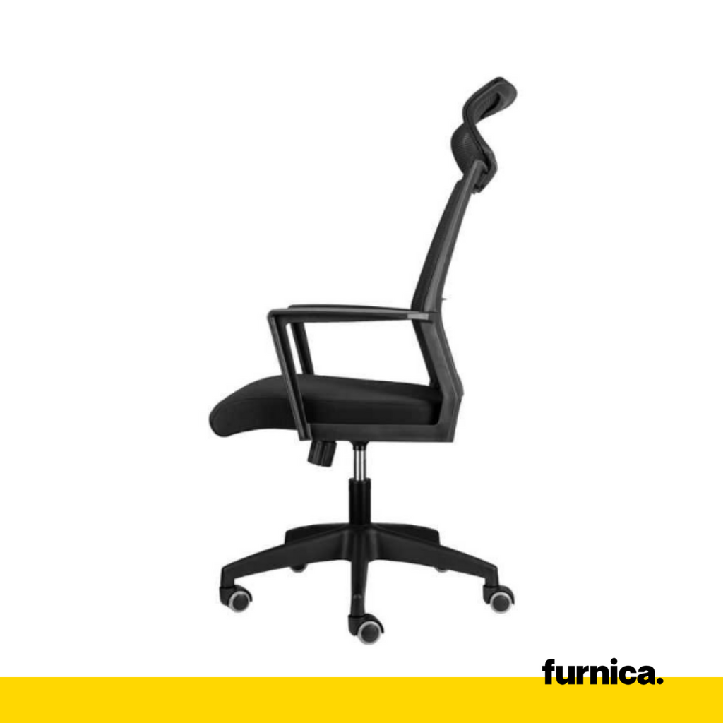 FABIO II - Kancelárska stolička pokrytá vysokokvalitnou mikrosietkou - čierna V121cm Š60cm