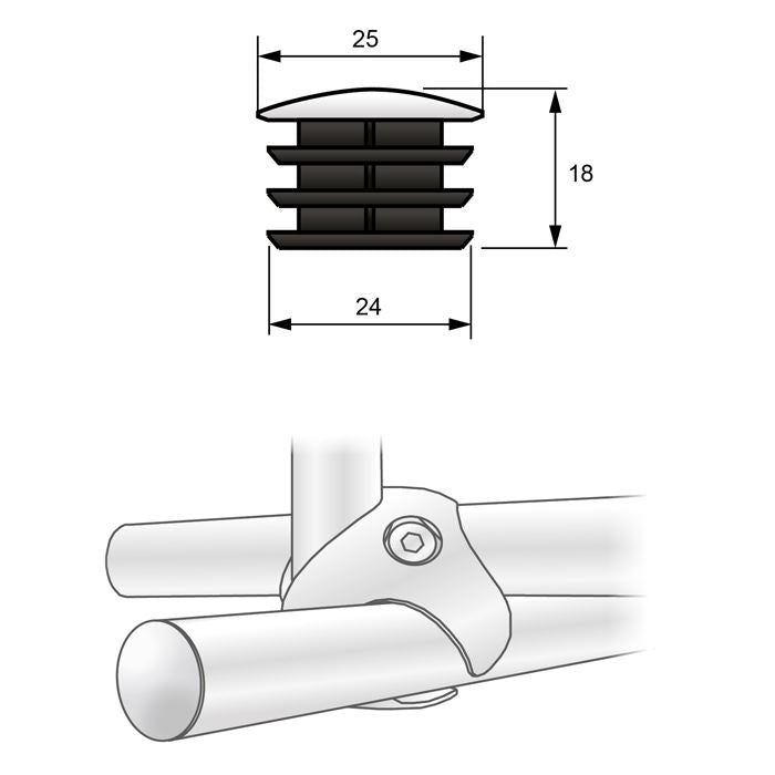 25mm koncovka pre potrubie, chrómovaná (2) – Furnica
