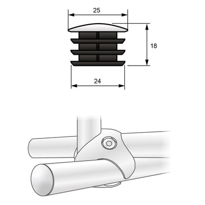 25mm koncovka pre potrubie, chrómovaná (2) – Furnica
