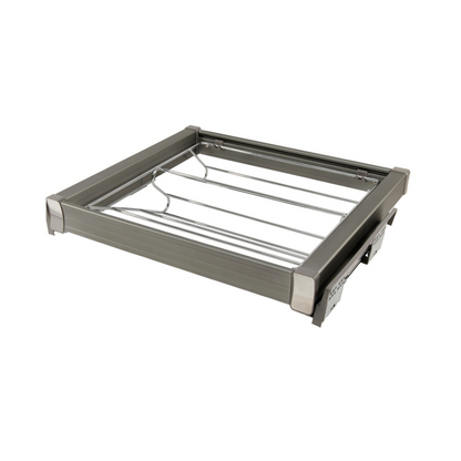 Kópia vysúvacieho regálu na topánky 90 cm so soft-close systémom - chróm/hliník - sivá