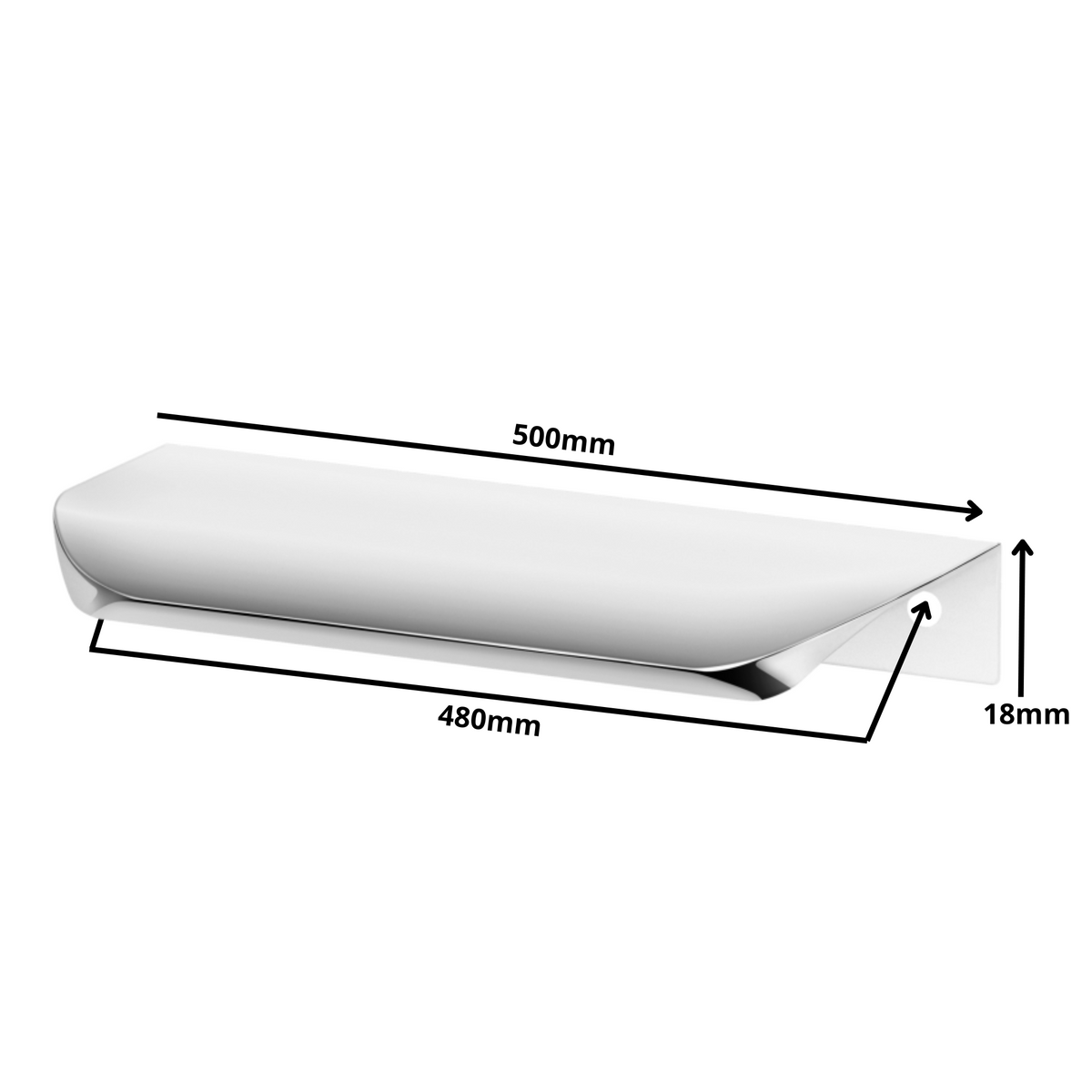 Edge Grip Profilová rukoväť UA02 480 mm (celková dĺžka 500 mm) - elektrolyticky leštená
