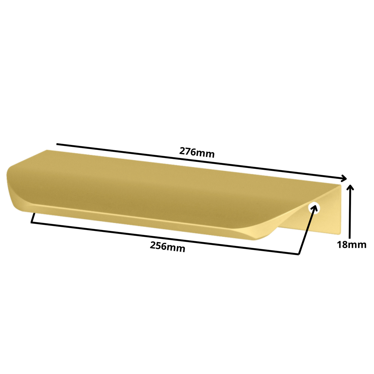Hranový úchytný profil UA02 256 mm (celková dĺžka 276 mm) - zlatá