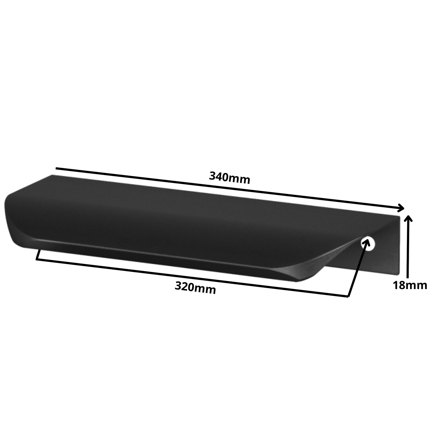 Hranový úchytný profil UA02 320 mm (celková dĺžka 340 mm) - matná čierna