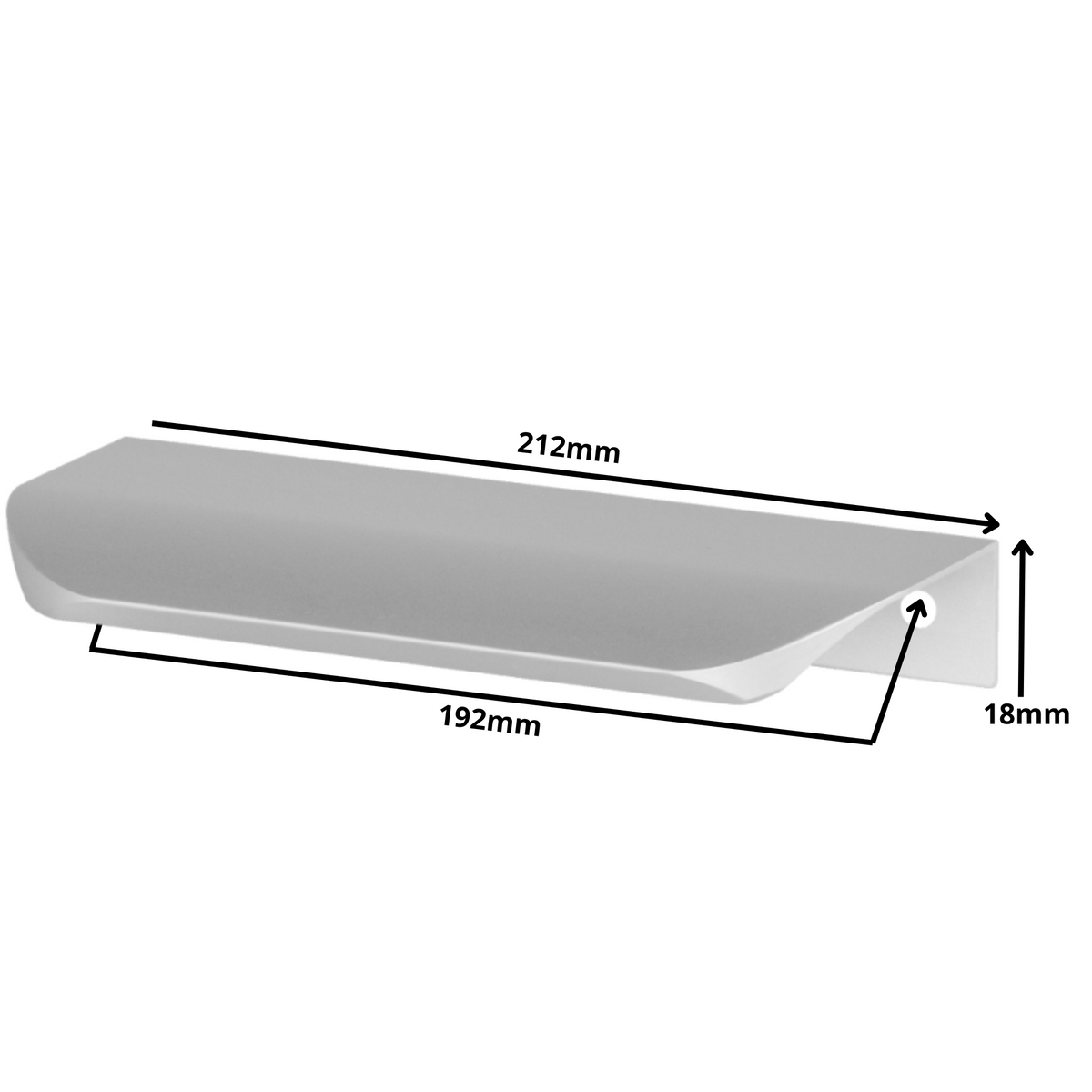 Hranový úchytný profil UA02 192 mm (celková dĺžka 212 mm) - hliník