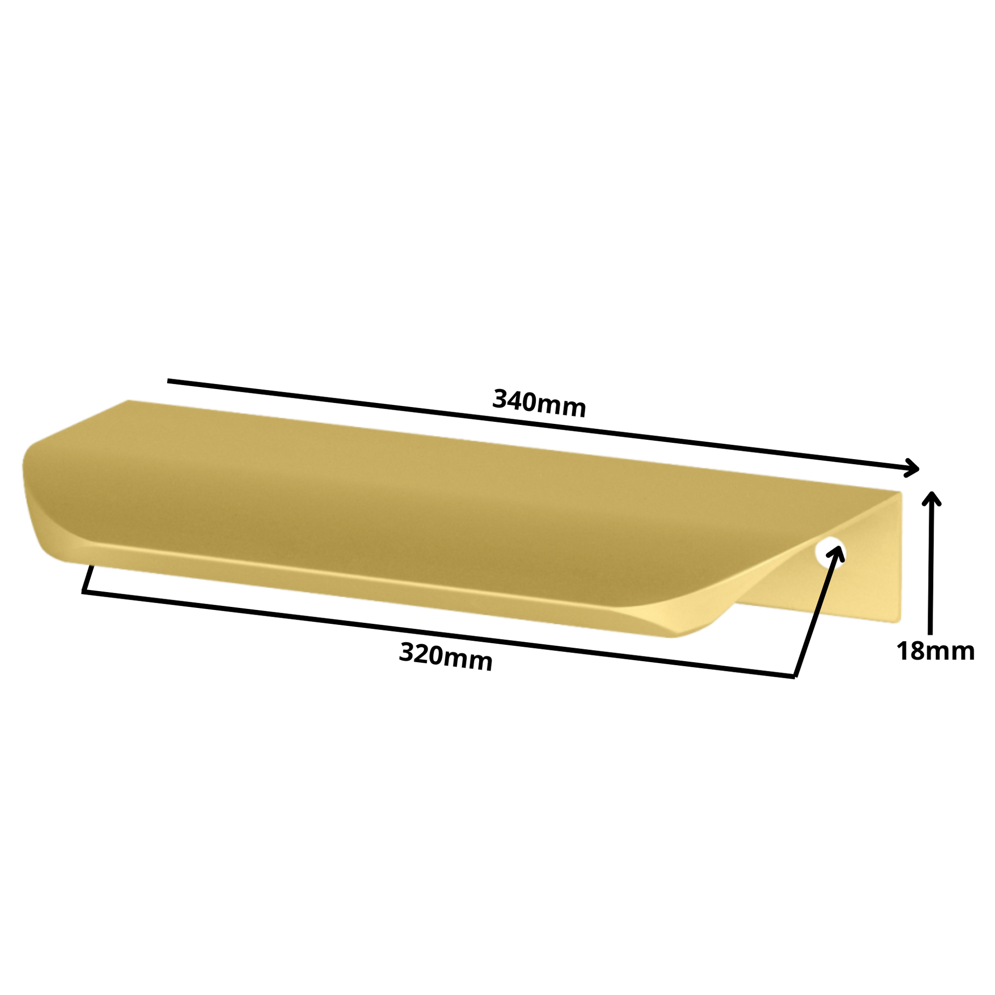 Hranový úchytný profil UA02 320 mm (celková dĺžka 340 mm) - zlatá