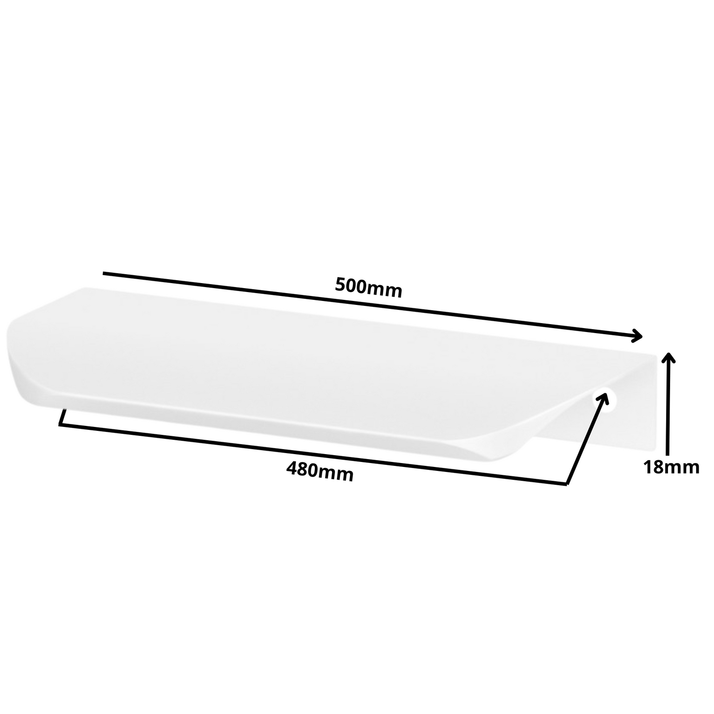 Edge Grip Profilová rukoväť UA02 480 mm (celková dĺžka 500 mm) - biela