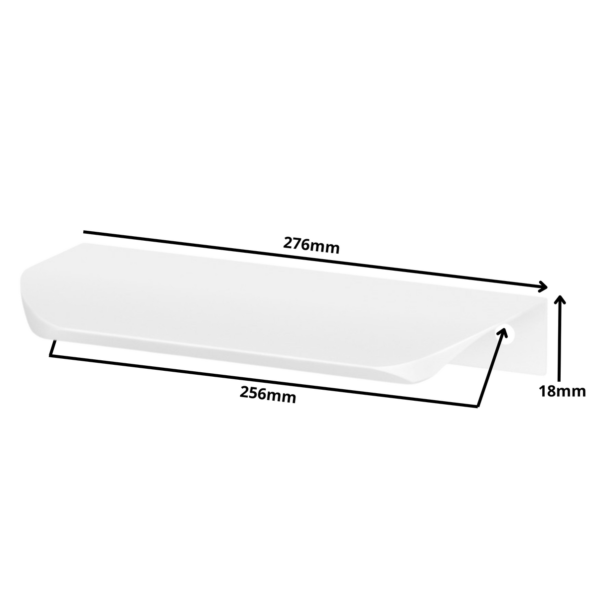 Hranový úchytný profil UA02 256 mm (celková dĺžka 276 mm) - biela