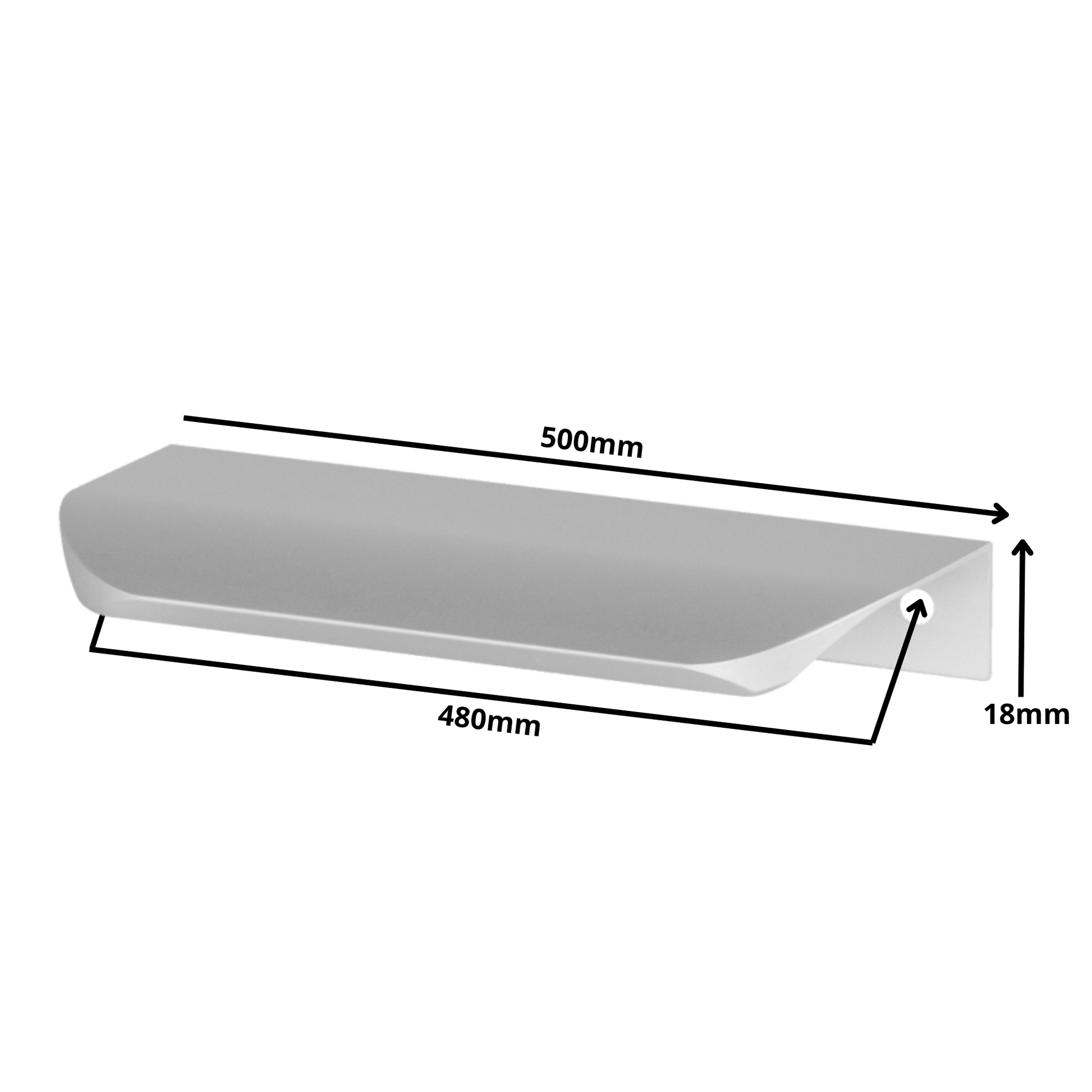 Hranový úchytný profil UA02 480 mm (celková dĺžka 500 mm) - hliník