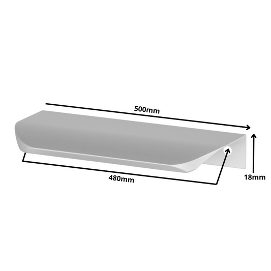 Hranový úchytný profil UA02 480 mm (celková dĺžka 500 mm) - hliník