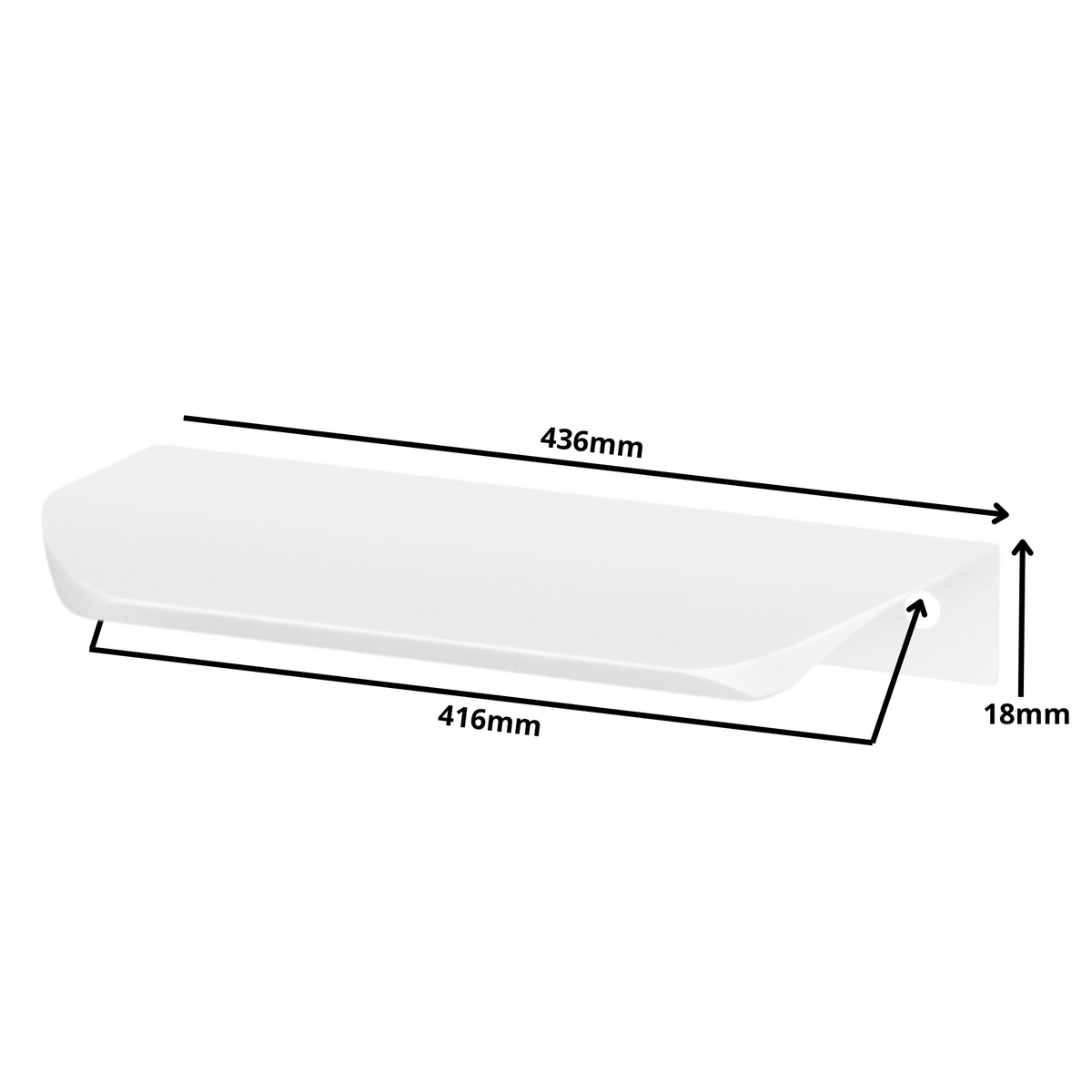 Hranový úchytný profil UA02 416 mm (celková dĺžka 436 mm) - biela