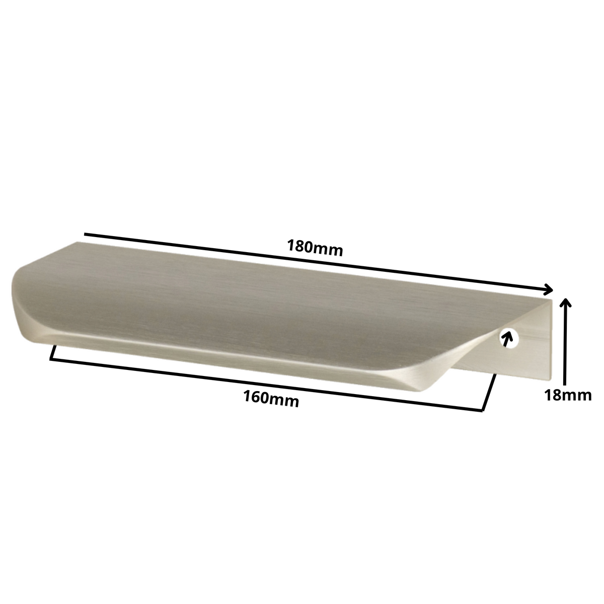 Hranový úchytný profil UA02 160 mm (celková dĺžka 180 mm) - kartáčovaná nerezová oceľ