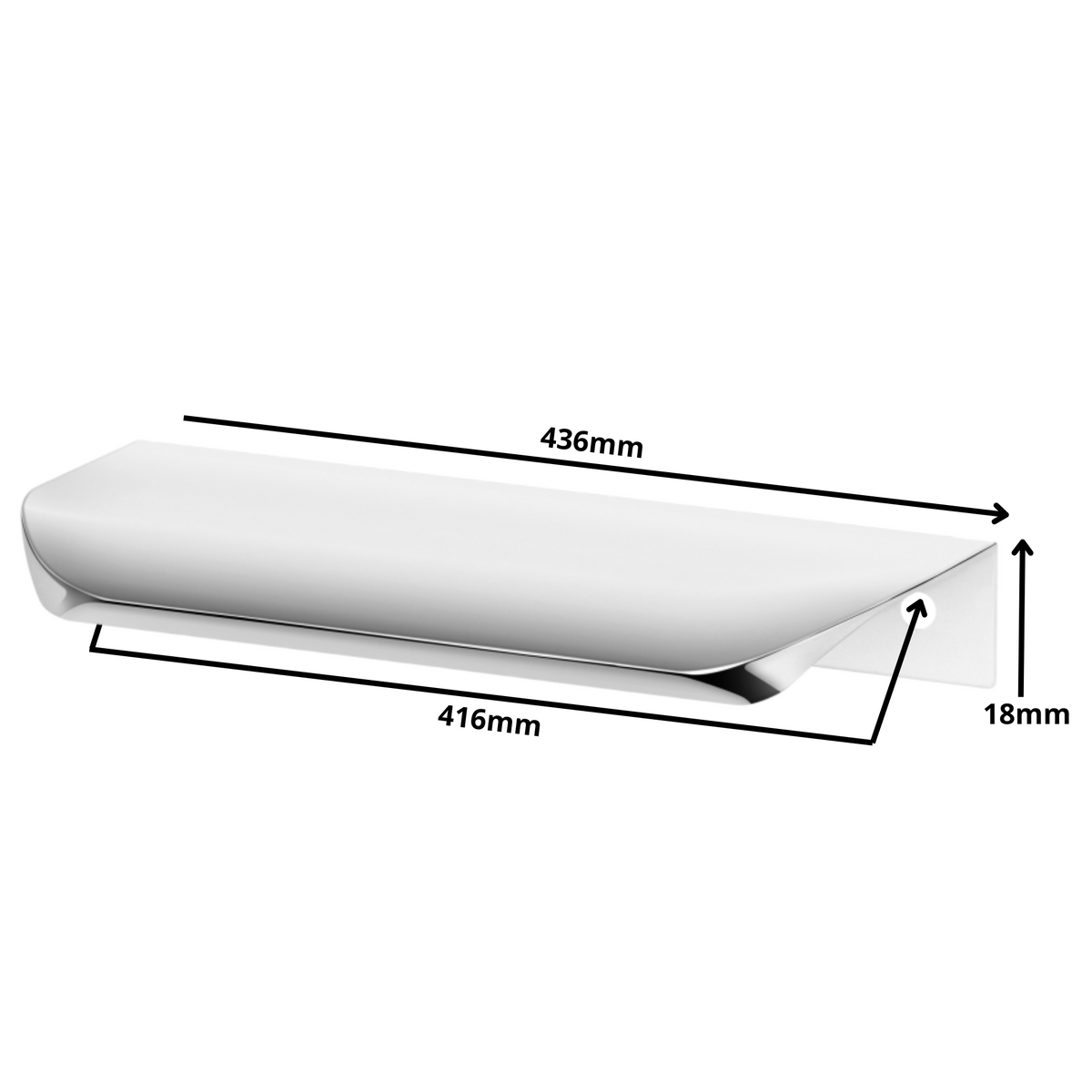 Hranový úchytný profil UA02 416 mm (celková dĺžka 436 mm) - elektrolyticky leštená
