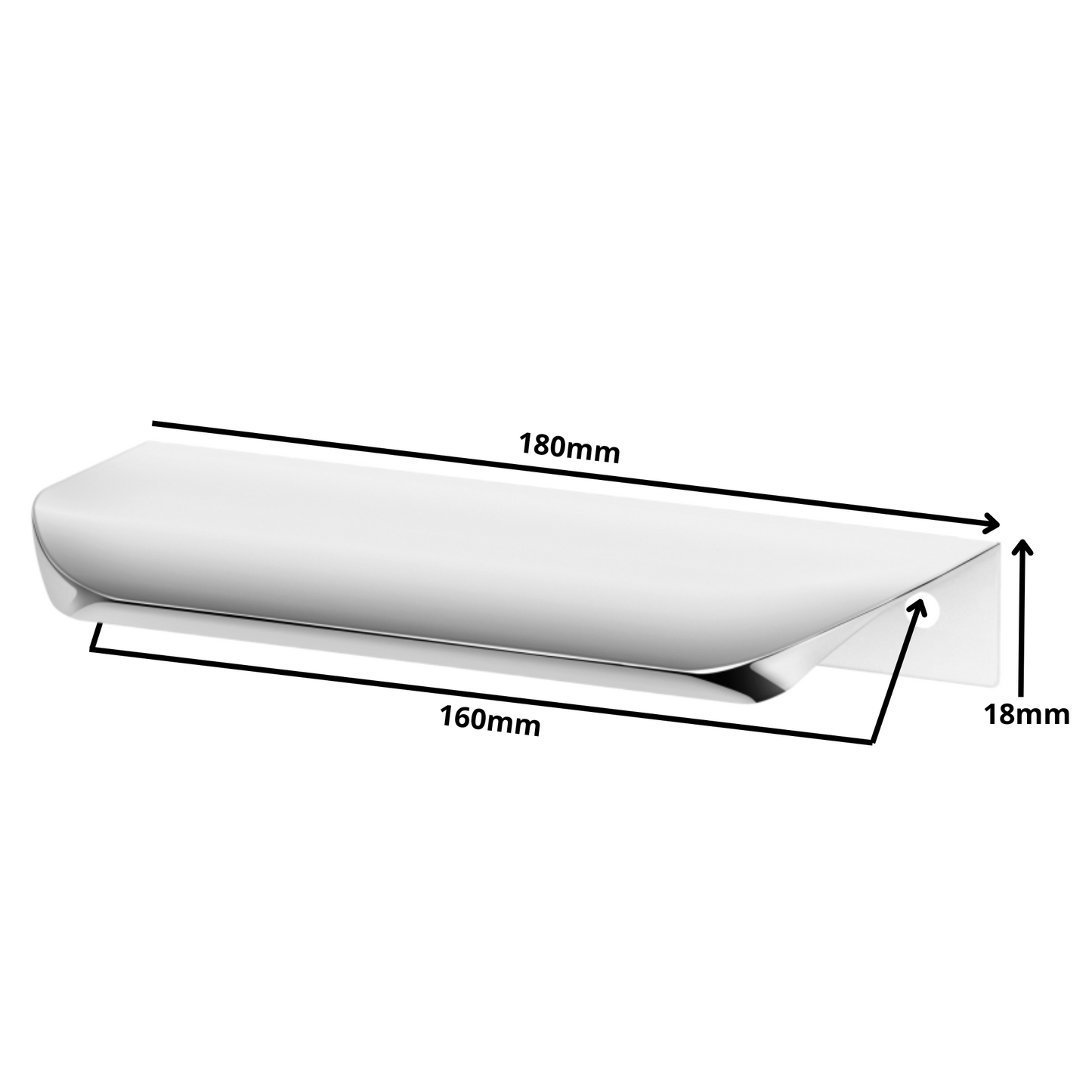 Hranový úchytný profil UA02 160 mm (celková dĺžka 180 mm) - elektrolyticky leštená