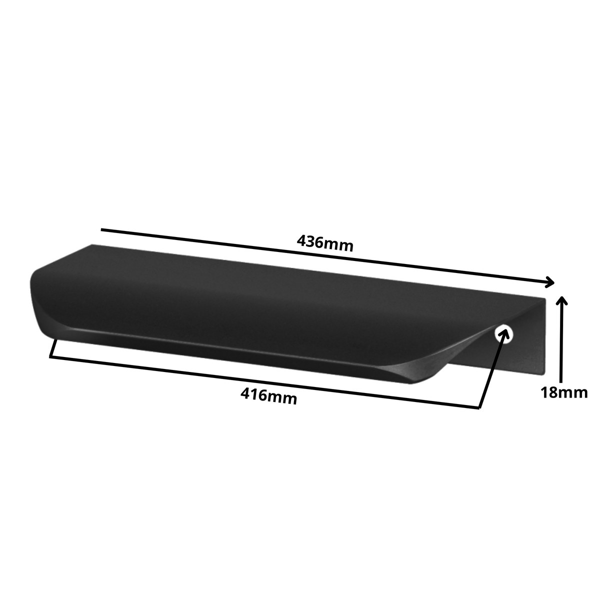 Hranový úchytný profil UA02 416 mm (celková dĺžka 436 mm) - matná čierna