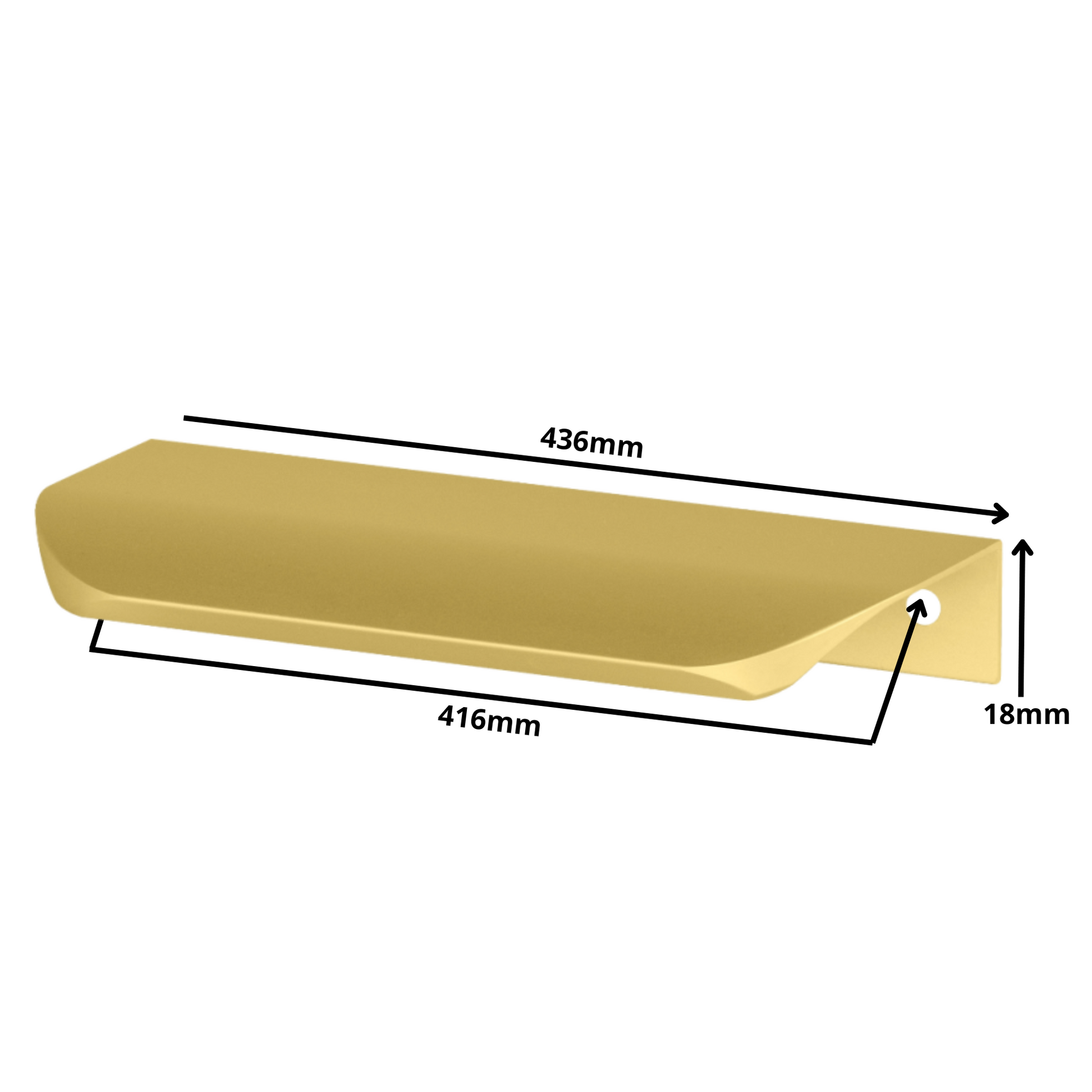 Hranový úchytný profil UA02 416 mm (celková dĺžka 436 mm) - zlatá