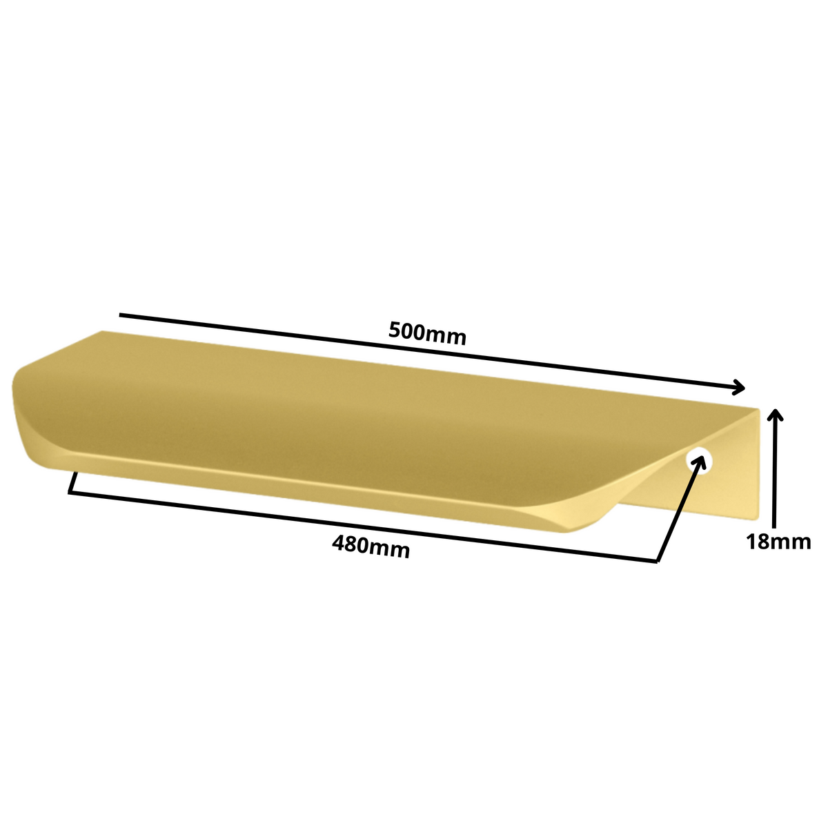 Edge Grip Profilová rukoväť UA02 480 mm (celková dĺžka 500 mm) - zlatá