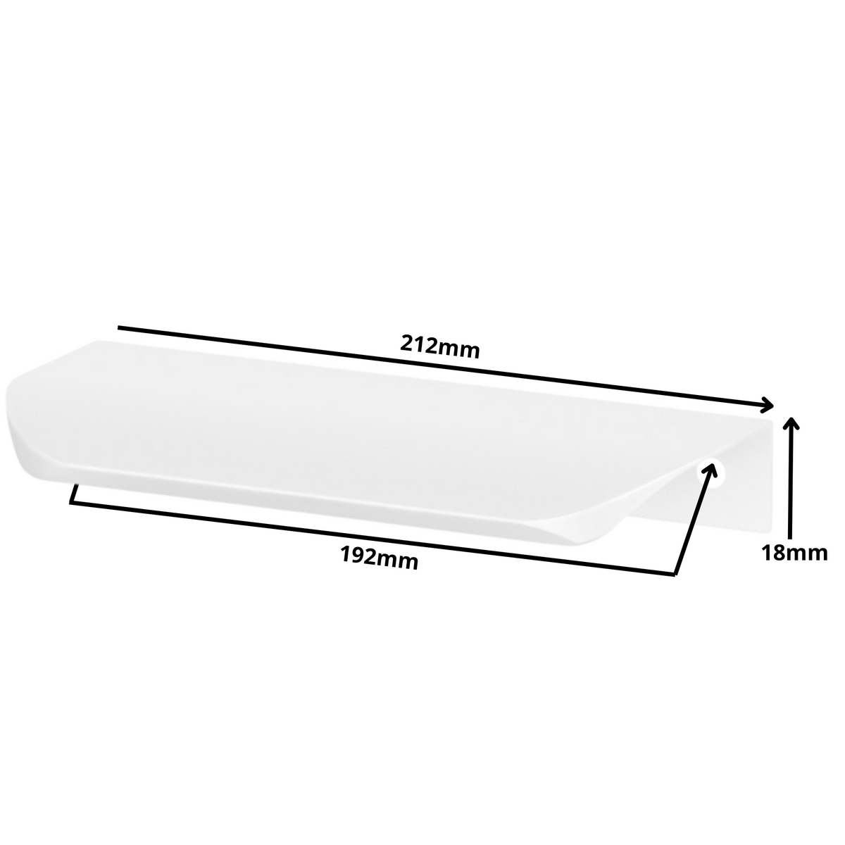 Hranový úchytný profil UA02 192 mm (celková dĺžka 212 mm) - biela