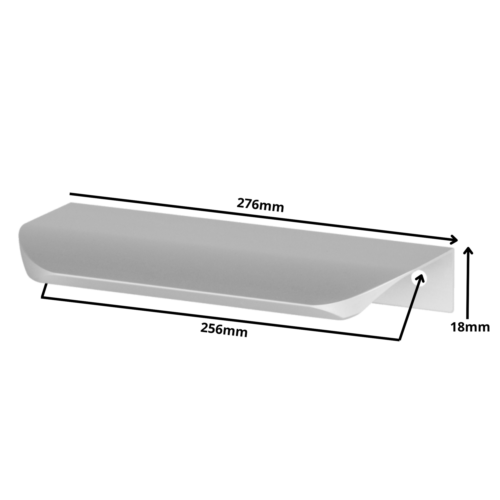 Hranový úchytný profil UA02 256 mm (celková dĺžka 276 mm) - hliník
