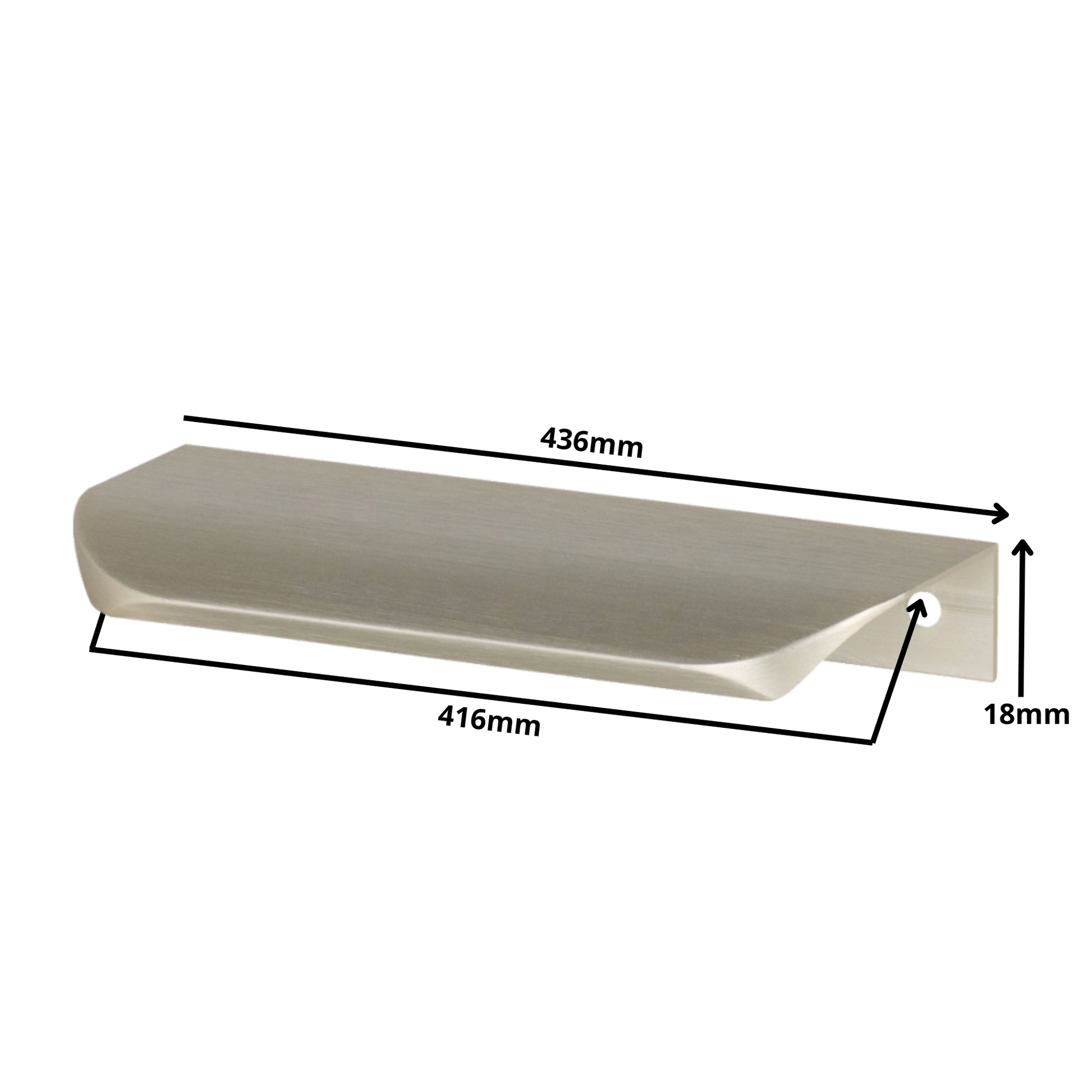 Hranový úchytný profil UA02 416 mm (celková dĺžka 436 mm) - kartáčovaná nerezová oceľ