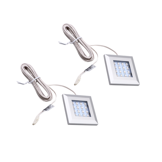 LED nábytková lampa Square x2, svetlo modré, dĺžka kábla: 2m + napájací kábel s nožným spínačom