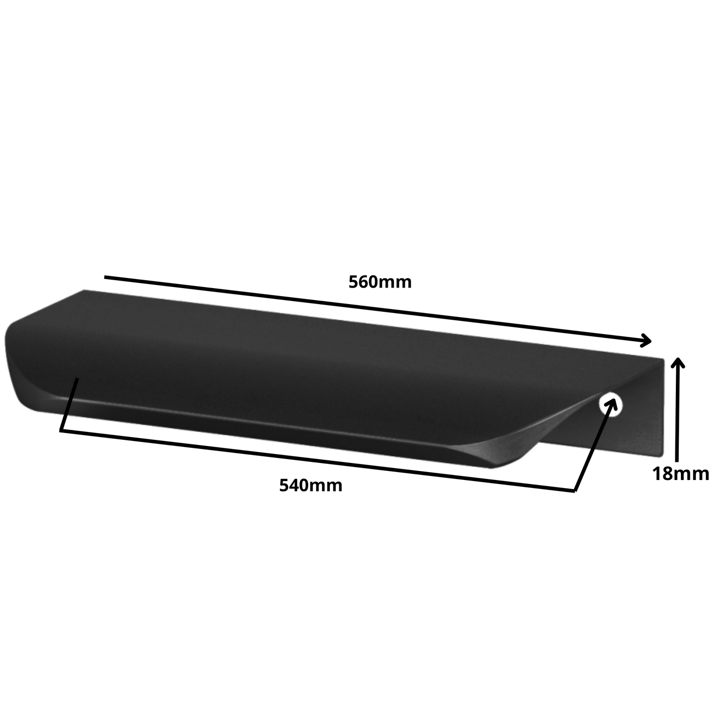 Hranový úchytný profil UA02 540 mm (celková dĺžka 560 mm) - matná čierna