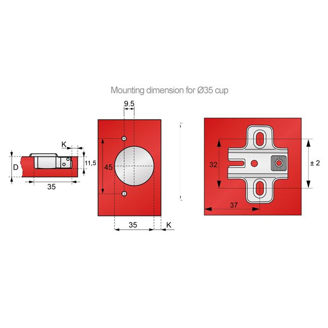 +30º záves, H2 montážna doska s EURO skrutkami, skosené dvere (8) – Furnica
