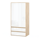 JOELLE - Skriňa s dvomi dverami a dvoma zásuvkami - Sonoma dub / biely lesk H180cm Š90cm H50cm – Furnica