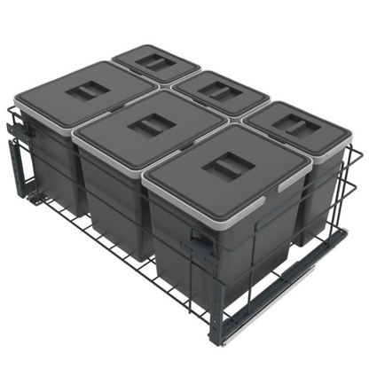 Kôš na triedený odpad s tlmeným zatváraním - 3x15 l + 3x6 l - skrinka 60 cm
