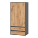 JOELLE - Skriňa s dvomi dverami a dvoma zásuvkami - Anthracite / Wotan Oak H180cm W90cm D50cm – Furnica