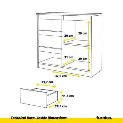 MIKEL - Komoda s 3 zásuvkami a 1 dverami - Skrinka na oblečenie do spálne - Wotan dub H75cm W80cm D35cm (7) – Furnica