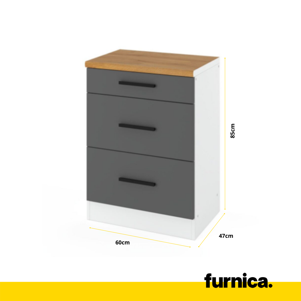 GONZO - Kuchynská súprava - Anthracite s pracovnou doskou - 6 jednotiek - 200 cm