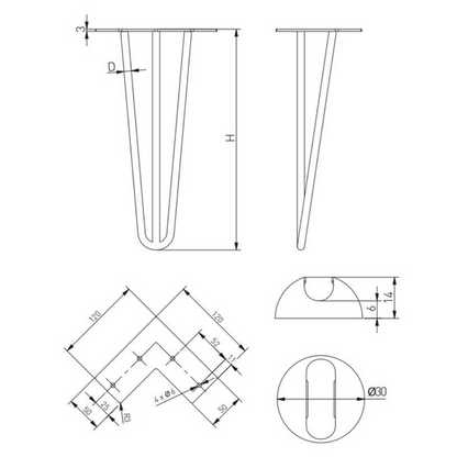 Nôžka stola 710 mm - matná čierna