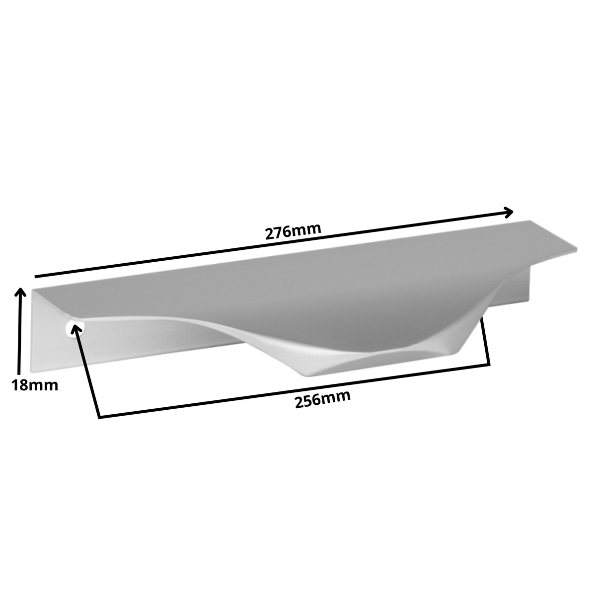 Edge Grip Profilová rukoväť UA04 256 mm (celková dĺžka 276 mm) - hliník