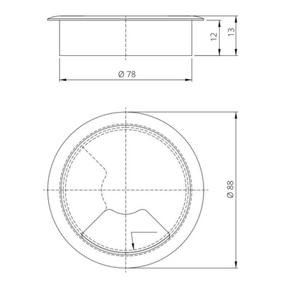 Kovový kábelový gromet s gumovým otvorom - saténový Ø80mm (4) – Furnica