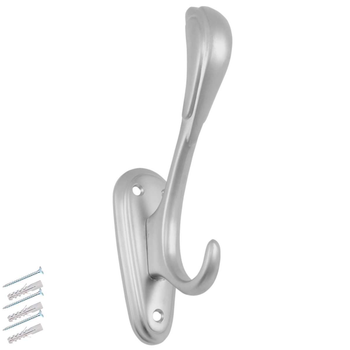 Dvojitý háčik na klobúk a kabát - 160 mm - strieborný – Furnica