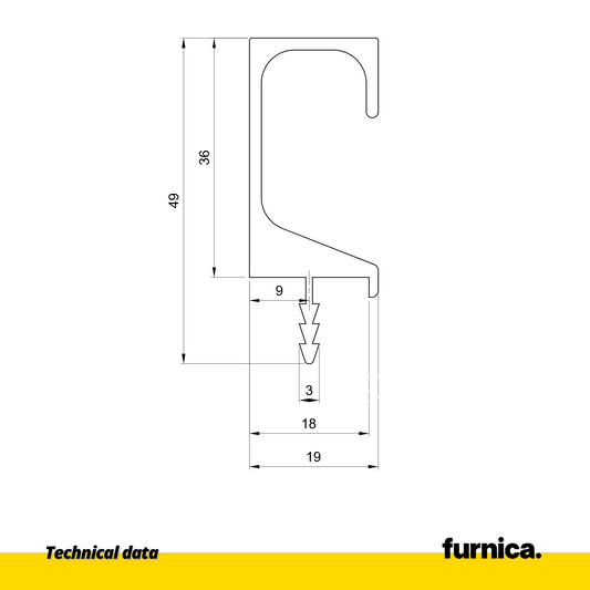 Výklenkový profil T18 / 350 cm - Matná čierna (2) – Furnica