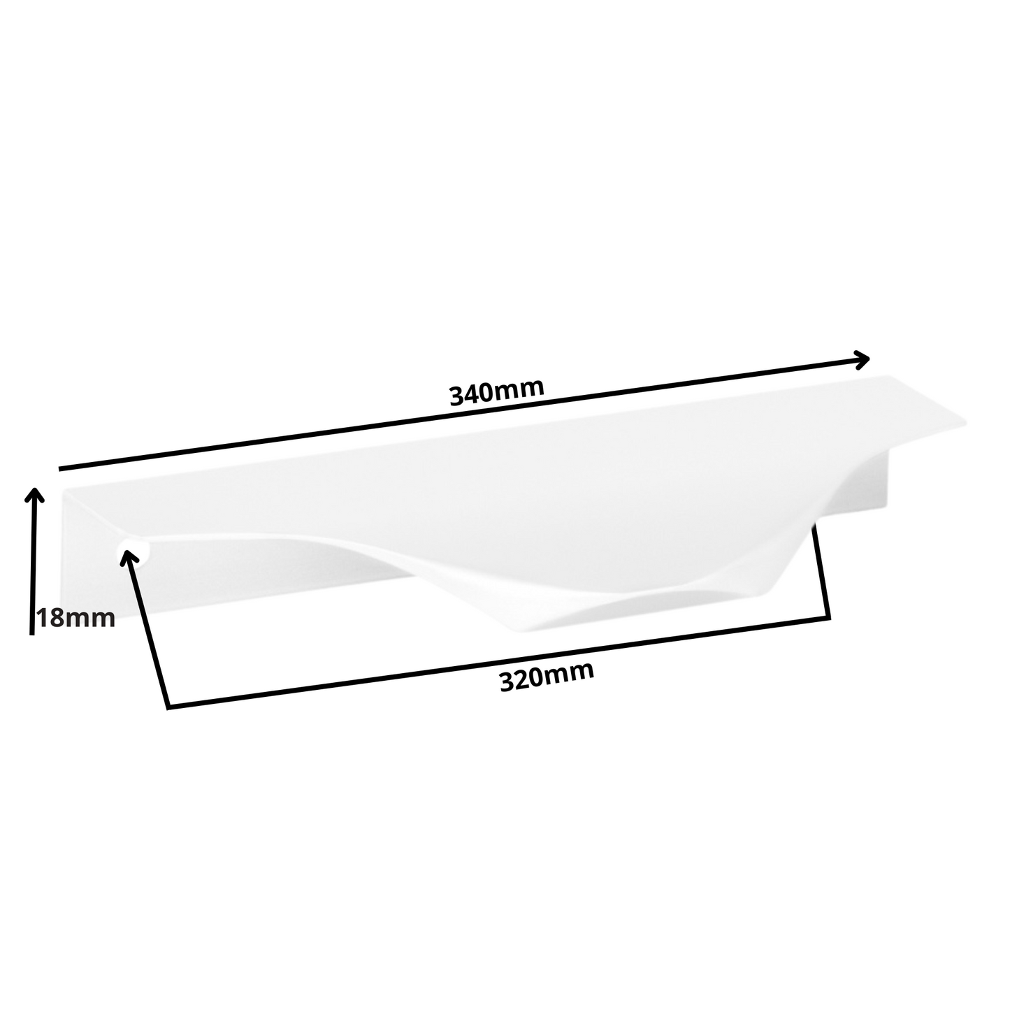 Edge Grip Profilová rukoväť UA04 320 mm (celková dĺžka 340 mm) - biela