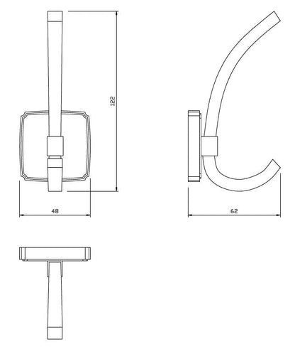 Dvojitý háčik na klobúky a kabáty - 122 mm - chróm (2) – Furnica