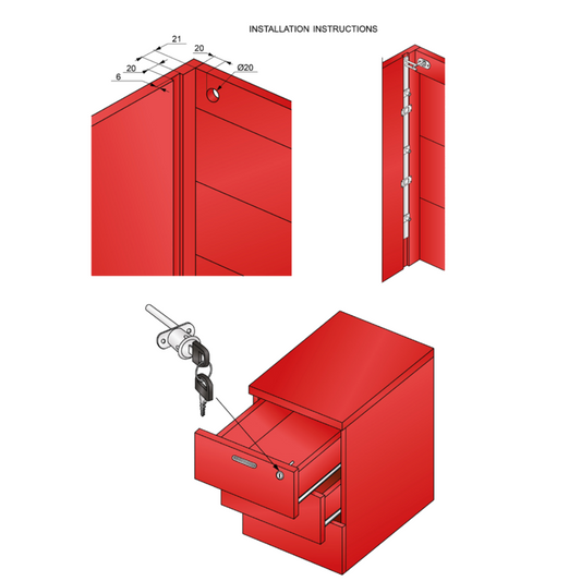 Centrálne zámky pre 3 zásuvky 19x20mm, 600mm páska, chróm (2) – Furnica