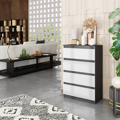 GABRIEL - Komoda s 4 zásuvkami - Skrinka na oblečenie do spálne - Antracit / Biela matná - V92cm Š60cm H33cm (4)
