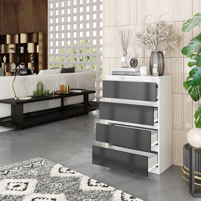 GABRIEL - Komoda s 4 zásuvkami - Skrinka na oblečenie do spálne - Biela matná / Antracit - V92cm Š60cm H33cm (5)